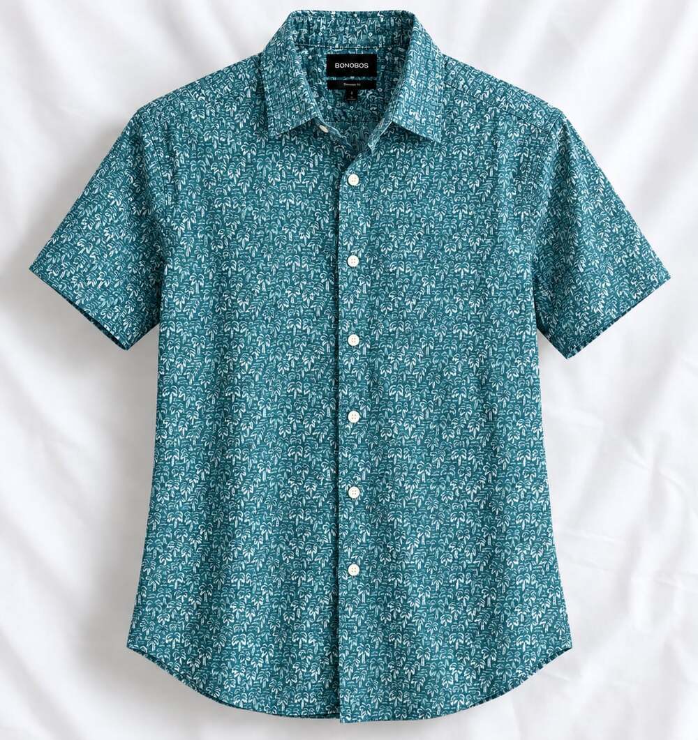 Bonobos Riviera Short Sleeve Palm Tree Print Button-Down Shirt